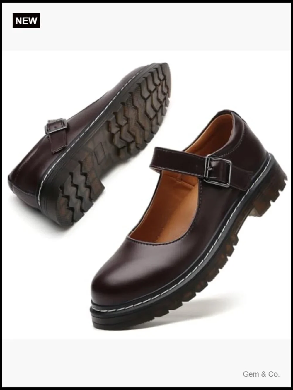 Chunky Platform Mary Jane Shoes with Buckle Strap Non-Slip Comfort Casual